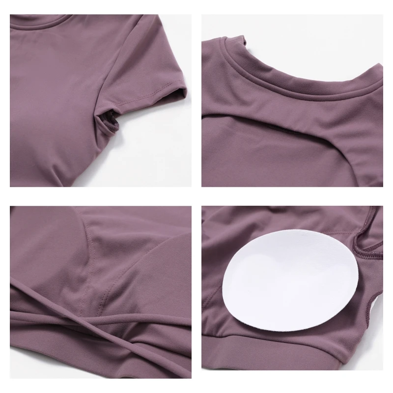 Backless Sports Short Shirts Women Gym Fitness Sexy Crop Top Quick-Drying Yoga Clothing Breather Workout Sportswear yoga top yoga shirt sports shirt sports t shirt
