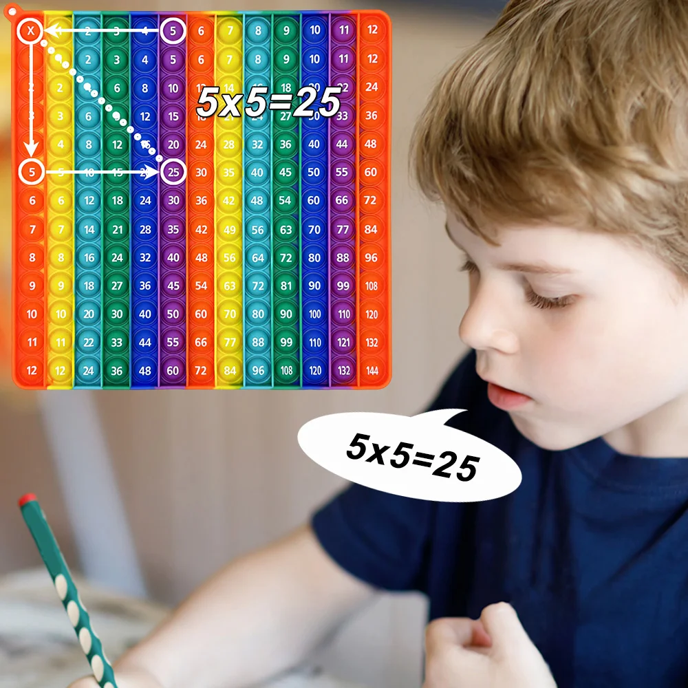 1-12 Multiplication Addition Push Its Bubble Fidget Sensory Pop Toys Silicone Rainbow Teaching Aids Math Toys fidget toys educational toys math toys