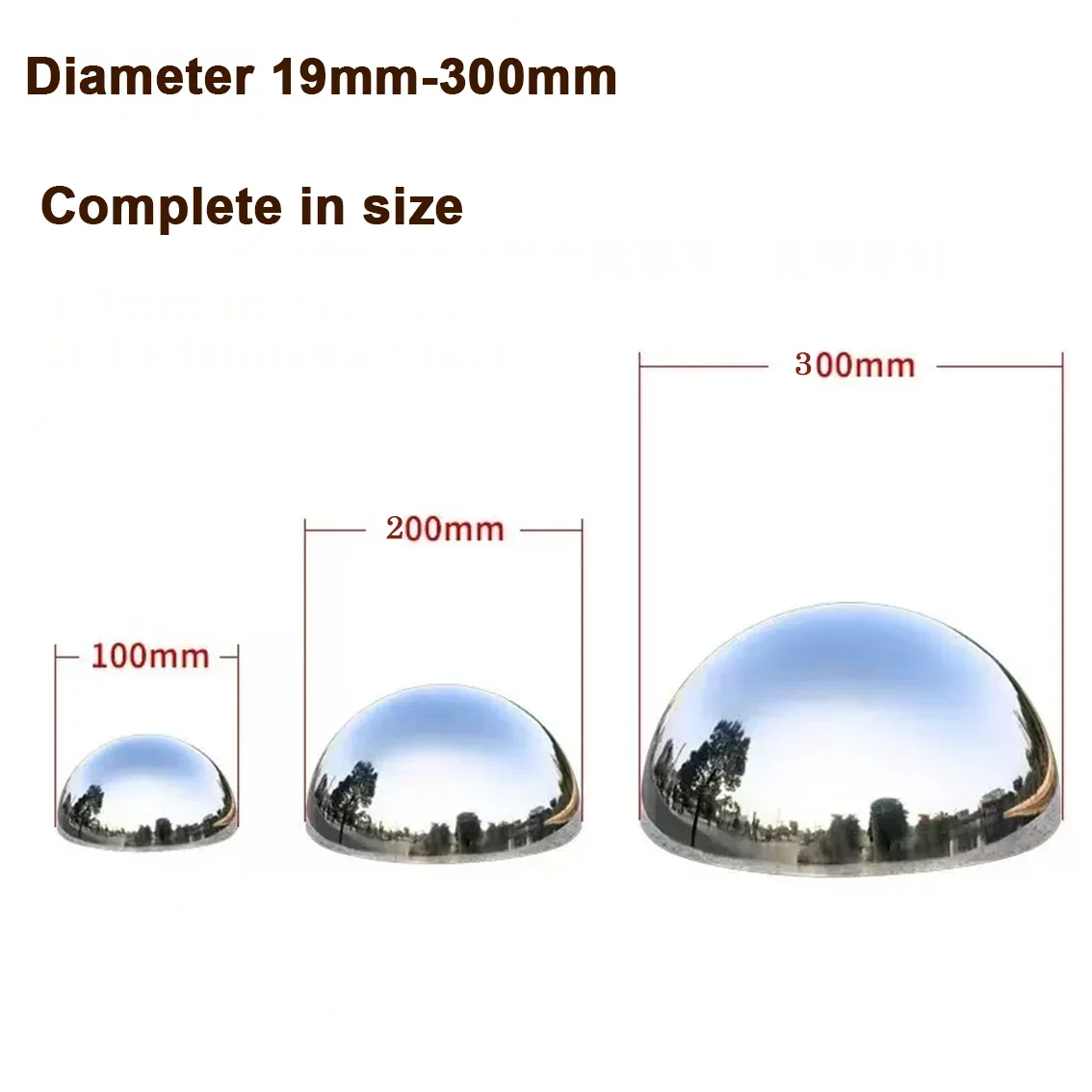 1-10개 스테인리스 스틸 중공 반구형 직경 19mm-300mm 광택 거울 볼 엘리베이터 장 반구형 스틸 튜브 커버