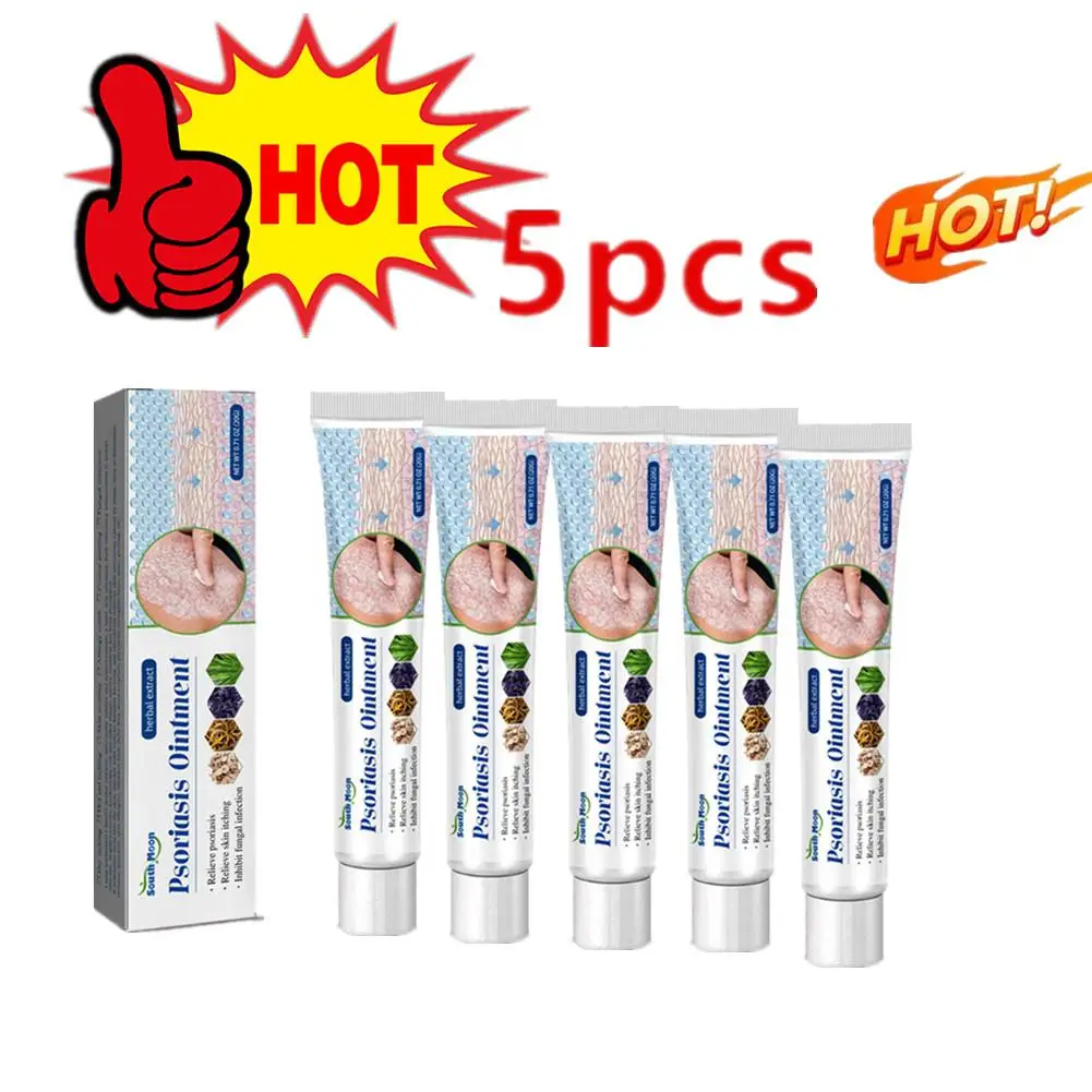 

5 PCS Herbal Psoriasis Treatment Cream Antibacterial Anti-itch Dermatiti Eczema Urticaria Skin Ointment Beauty Health Body Care