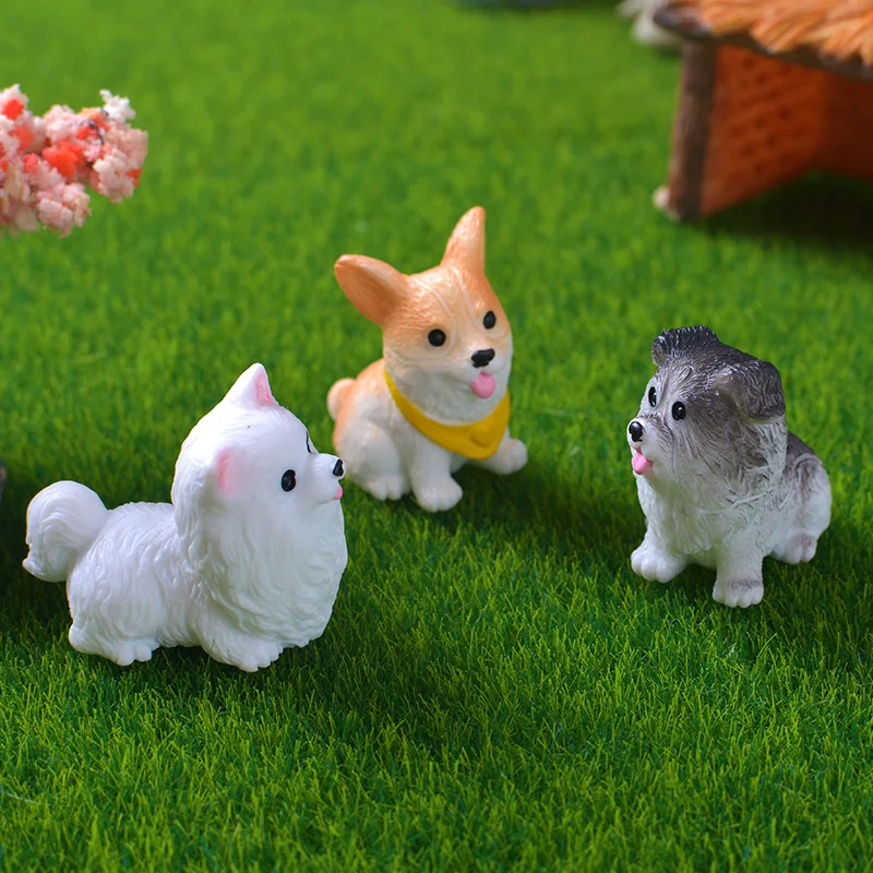 12 szt. Miniaturowe figurki psów miniaturowe Terrarium rzemiosło realistyczne zwierzęta psy do majsterkowanego mikro element dekoracji krajobrazu akcesoria ogrodowe