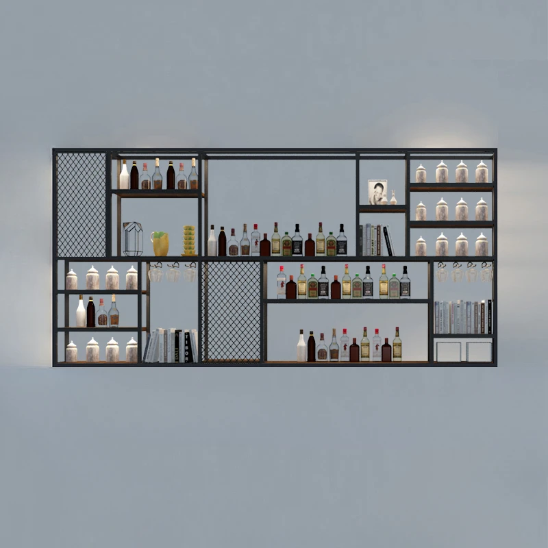 Wine Fridge Liquor Bar For Living Room Storage Furniture Set Canteen Wall Rack Cabinet Glass Showcases Collection Showcase Iron
