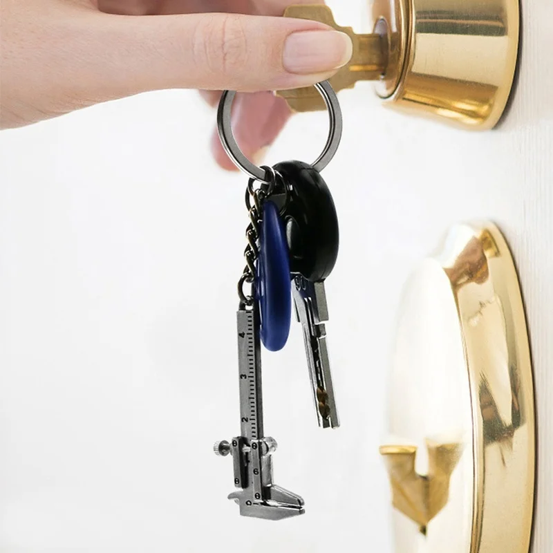 Car Key Mini Vernier Caliper Portable 0-40mm keychain Measuring Gauging Tools Car Turbo key Chain Ring Ruler Caliper keychain climbing hook metal keychain mini wrench keychain motorcycle keychain