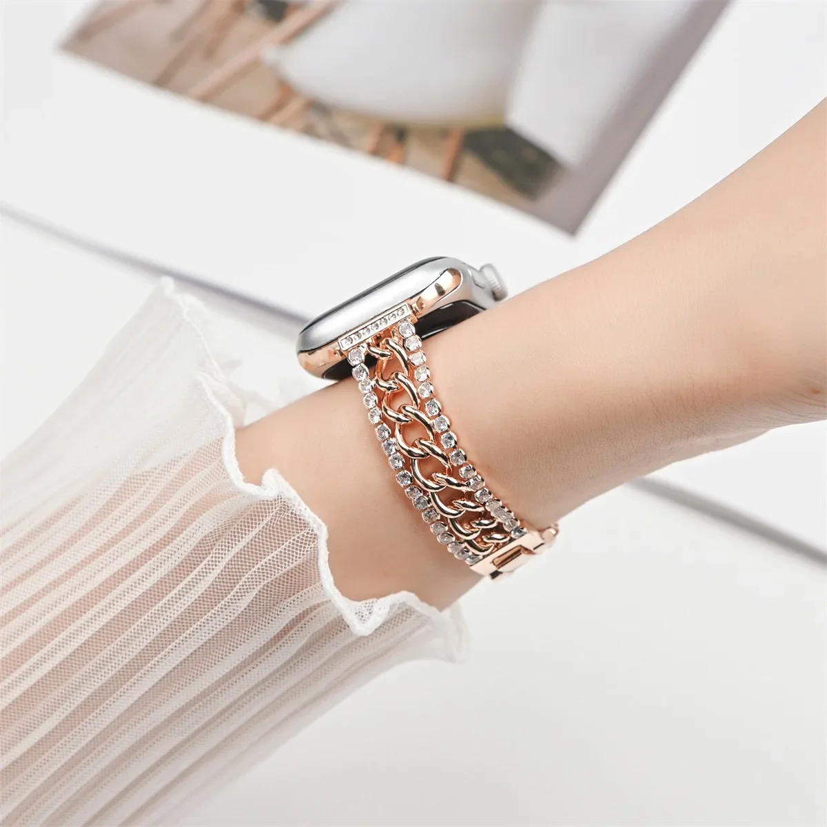 Pulseira de smartwatch em metal para apple watch series_voghion.com