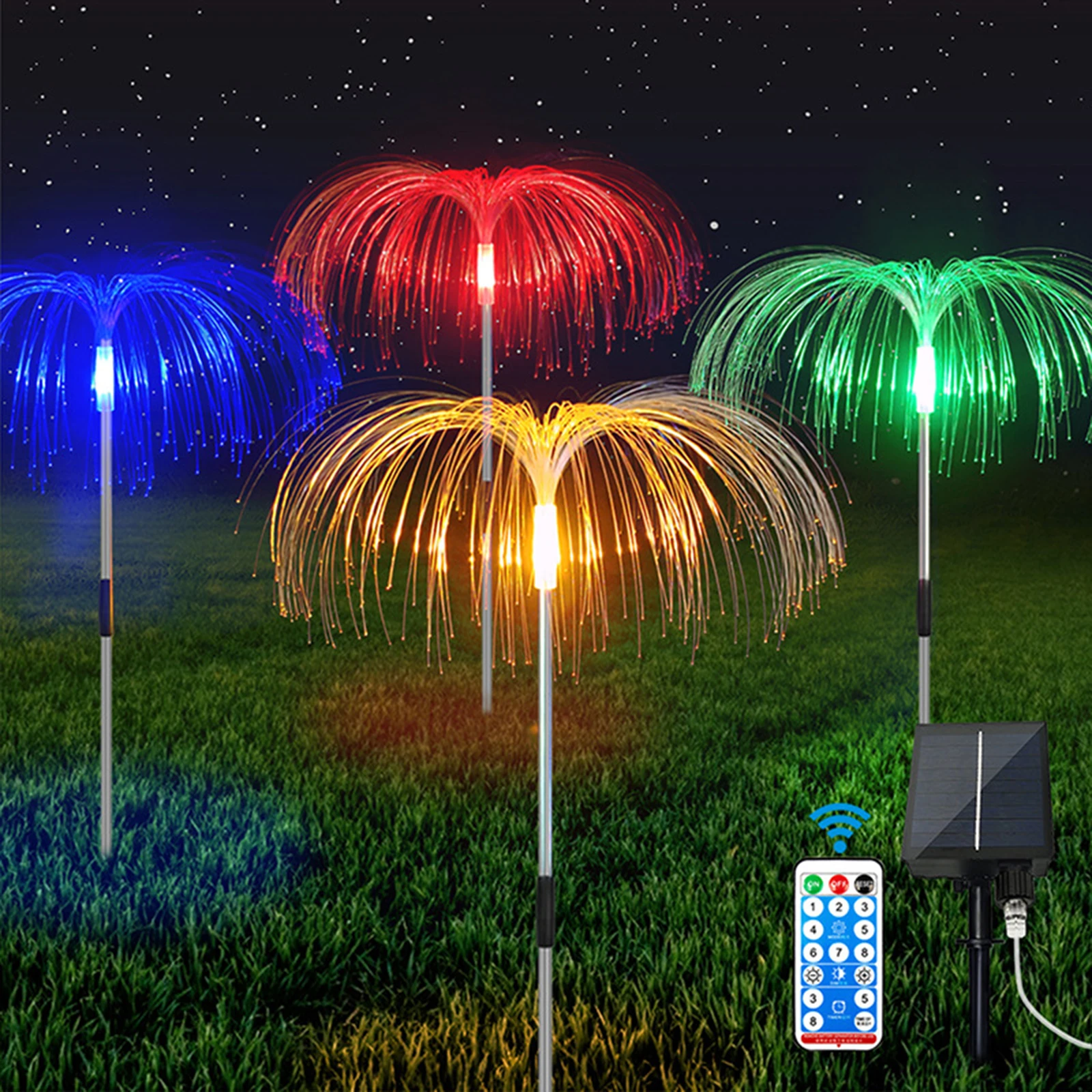 Solar Light Outdoor LED Solar Fiber Optic Light Color Jellyfish Light