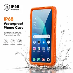 Universal IP68 Waterproof Phone Case with Floating Ring and Touch Accessibility - iPhone 17 Pro (Orange)