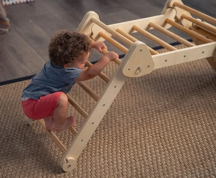 4 in 1 Montessori Climbing Set-Wooden Climbing Gym Foldable Indoor Playground for Kids Ages 18 Months to 4 Years
