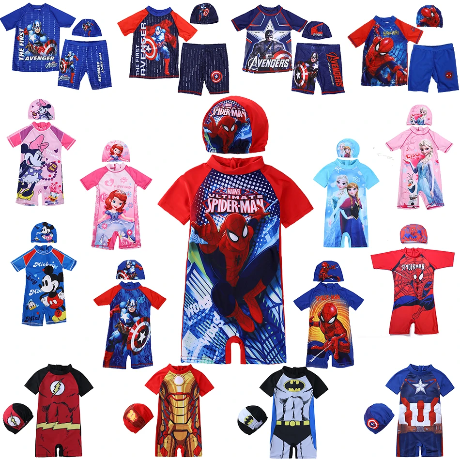 baby clothing sets girl Marvel Avengers Spiderman Children's Swimsuit Girls Baby Surf Clothes Infant Swimming Pool Swimwear Halloween Costume For Boys baby suit set