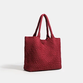 Borsa a Spalla da Donna in Neoprene Intrecciato, Grande Capacità, Morbida, Set Tote Casual per Uso Quotidiano, Shopping, Spiaggia e Viaggi 2026