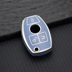 Deluxe Soft TPU Car Key Cover with Keychain Attachment (Grey Key Case)