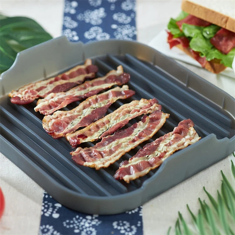 B53C Silicone Microwave Bacon Tray Microwave Bacon Machine Food Grade Silicone Pan
