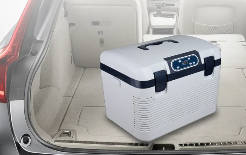 14L Dual core refrigeration Small Car Refrigerator Cooler and Warmer with Handle Car Home Office Fridge Cooler