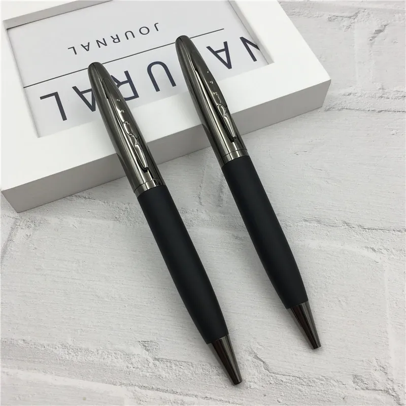 luxury rotating metal ballpoint pen creative business gift oil pen office accessories school supplies stationery Fashion Rubber Pen Holder Rotating Ball Pen Metal Cap Business Office Signature Pens School Supplies Accessories Wholesale Gifts