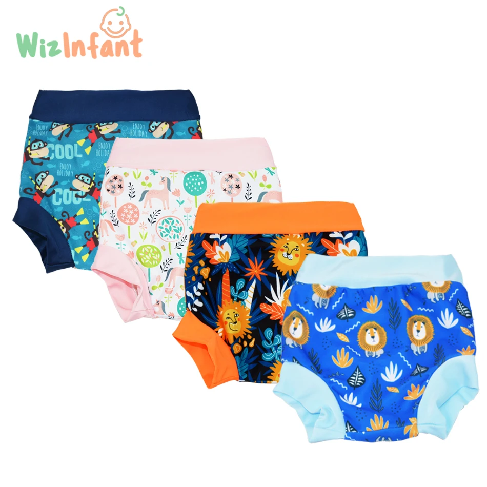 Cloth Diapers,Waterproof Diapers,Swim Diaper WizInfant Ecological Children Leakproof Swimming Diapers Newborn Baby High Waist Trunks Cartoon Printed Cloth Diaper For Child