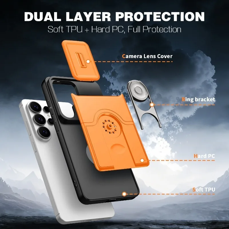 Shockproof Armor Cover with Slide Camera Protection and Magnetic Holder