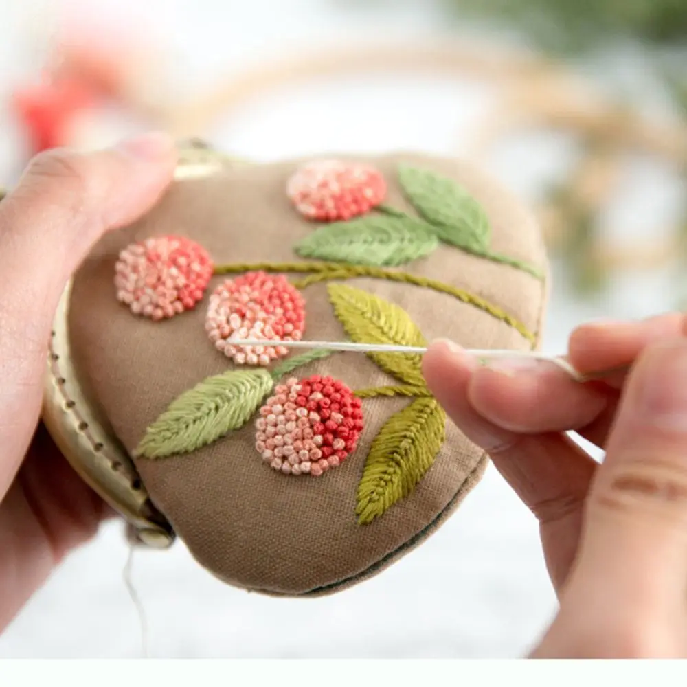 Home Decoration Needlework DIY Crafts Coin Purse Wallet Flower Patterns Embroidery Starter Kit Cross Stitch