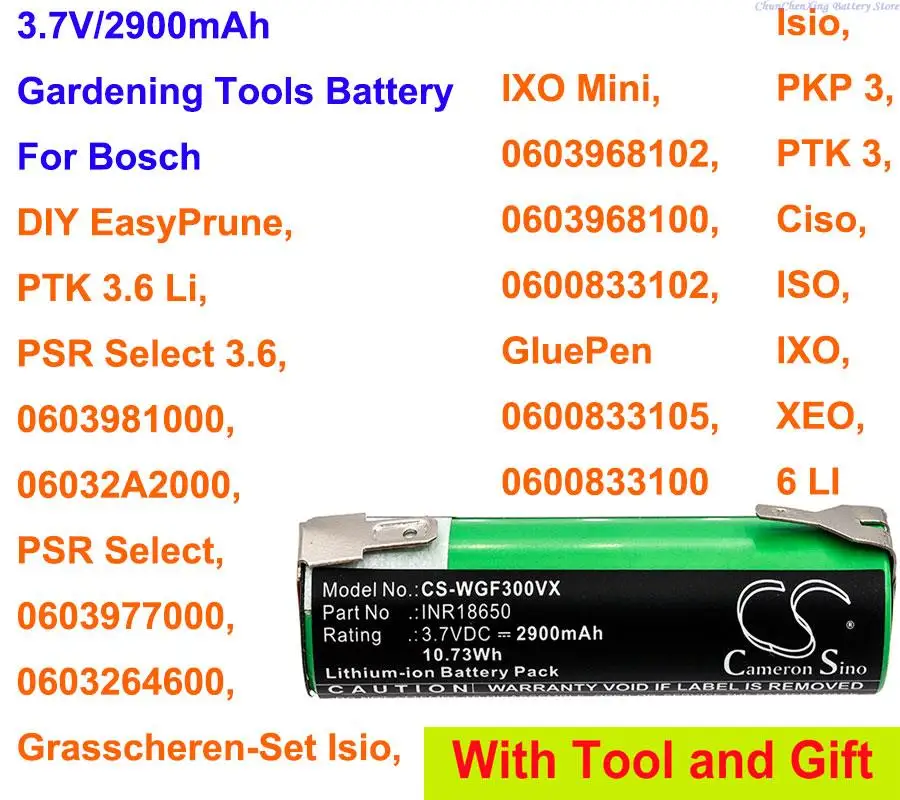 Cameron Sino 2900Mah Batteria Per Bosch Fai Da Te Easyprune,Gluepen,Grasscheren-Set Isio,Iso,Ixo, Pkp 3,Psr Select,Ptk 3,Xeo