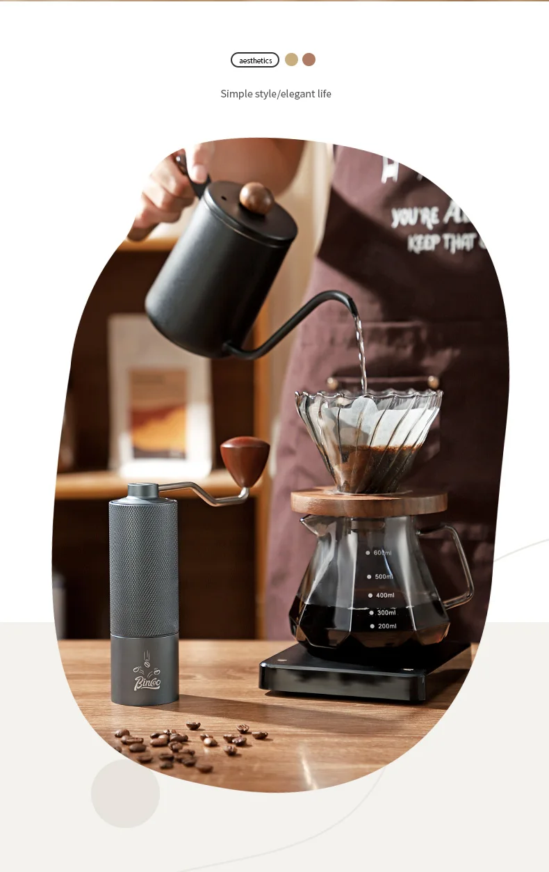Sca7a9d772e3a4ad2be916dec5d2ad122H BINCOO Manual Coffee Grinder Household Small Hand-crank Coffee Bean Grinder Portable CNC Grinder
