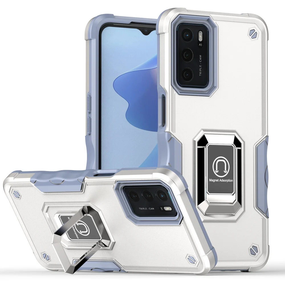 KEYSION stoßfeste Rüstungshülle für OPPO A16 A16S A74 A95 4G, Silikon + PC-Ring-Ständer, Telefon-Rückseite für OPPO Reno 6 5G 6_voghion.com