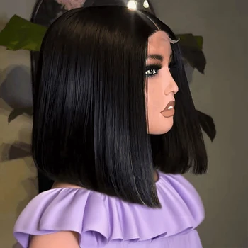 13x4 Glueless Lace Front Straight bob Wig Human Hair bob wig 250% Density 7x5 Frontal Wigs Short Bob Hair Wig For Women 1