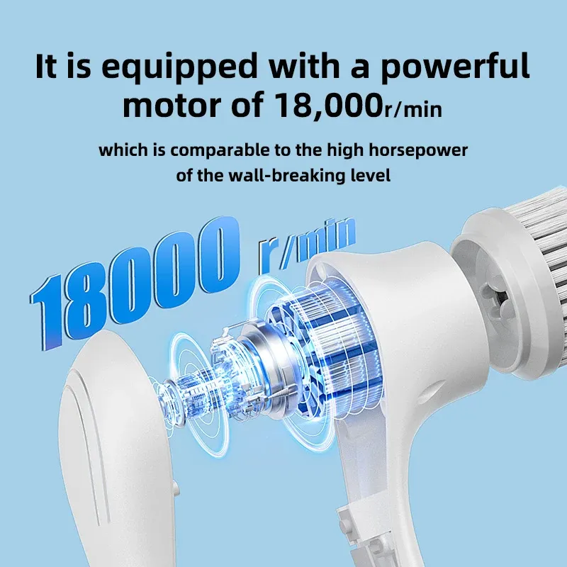 1set 1 Set of USB Rechargeable 5 Brush Heads Household Electric Cleaning Brush, Bathroom and Kitchen Electric Scrubber Brush