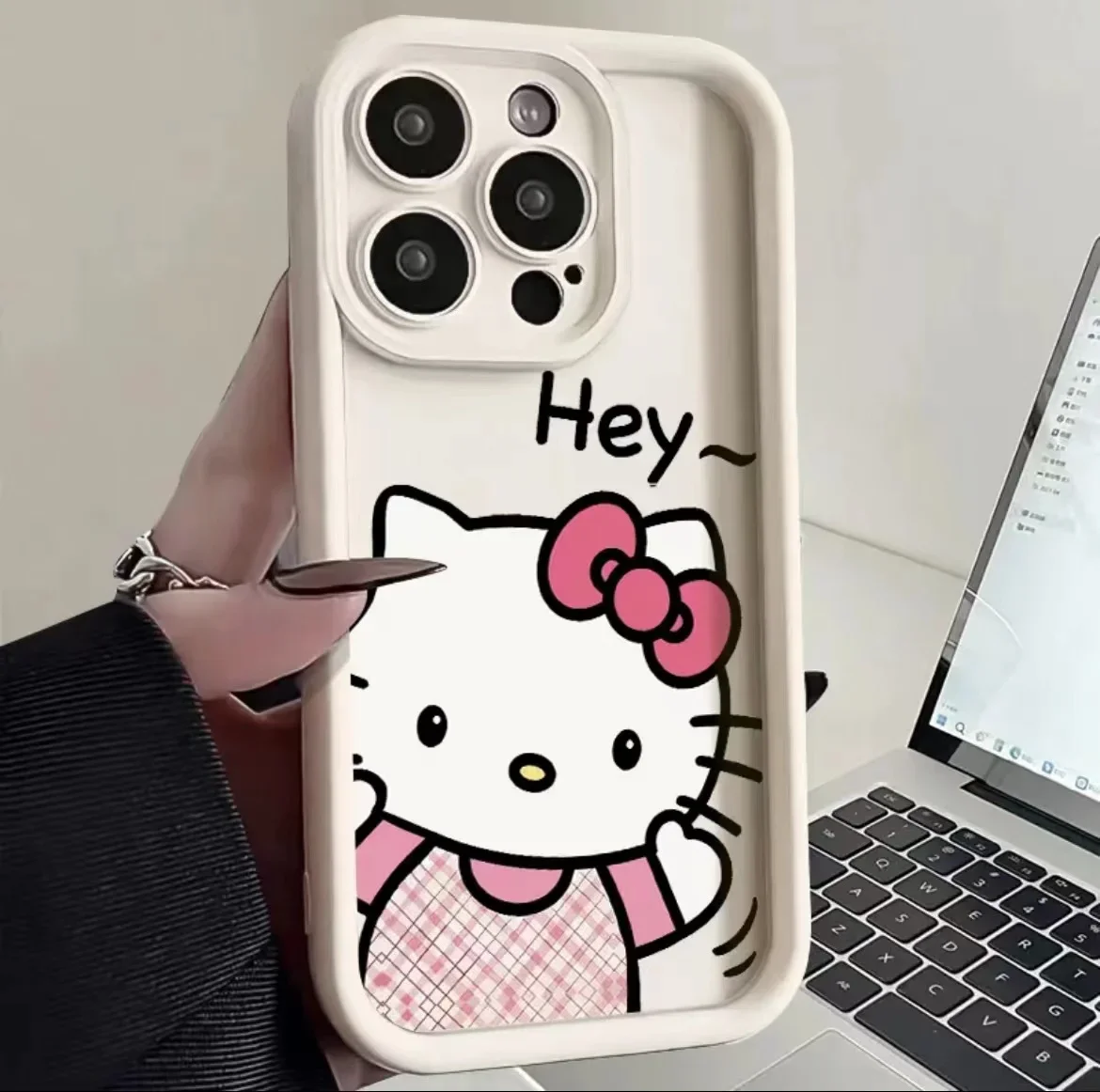 thumbnail image 1 of Sanrio-funda estereoscópica 3D de Hello Kitty para IPhone, carcasa trasera de silicona suave para IPhone 15, 14, 13, 12, 11 Pro Max, XR, XS, 7, 8 Plus, SE2, Y2K, 1 of 5