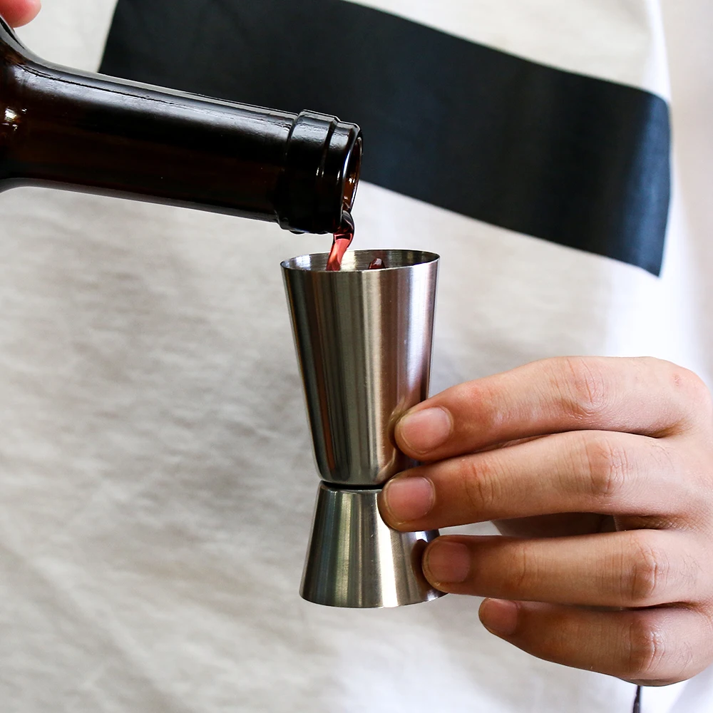 Double Head Design Cocktail Shaker Measure Jigger Cup 15/30ml 25/50ml Stainless Steel Measure Cup Dual Shot Drink Bar Tools