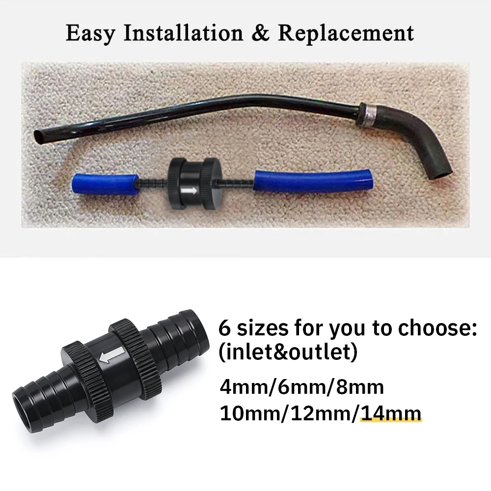 LIZHI RACING-9/16" 14mm Non Return One Way Fuel Check Valve Aluminum Alloy Petrol Diesel LZ-FCV14
