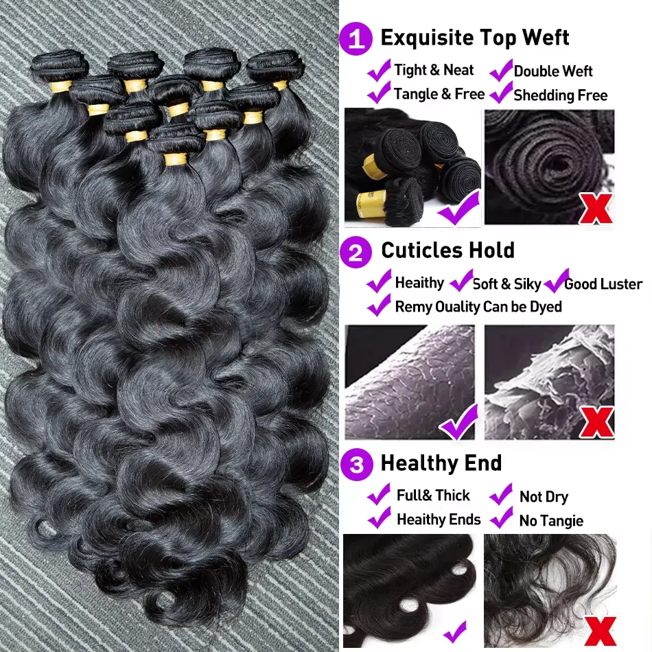 MELODIE Body Wave Human Hair Bundles Remy Unprocessed Raw Virgin Human Hair Water Wave Extensions 3 4 5 Bundles Deal