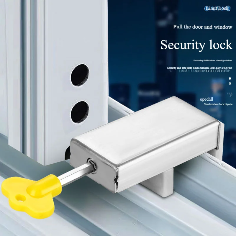 Window Locks Security Door Stopper Window Security Aluminum Sliding Lock with Key Baby Proof Adjustable Safety Anti Theft