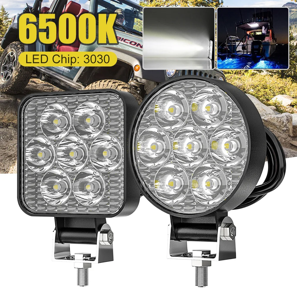 

1/2/4Pcs 42W LED Work Light 2.5Inch Square Round LED Pod 9-80V 7LED Spot Light Driving Fog Light For Off-Road SUV Truck Boat