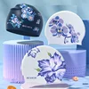 Women's Silicone Swimming Hats Waterproof Printed Swimming Caps Oversized and Comfortable Ear Protection Swim Caps for Long Hair 1