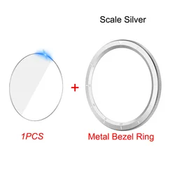 Premium Metal Bezel Ring with Tempered Glass Protective Film for MI Watch S3 S3 eSIM (Scale Silver)