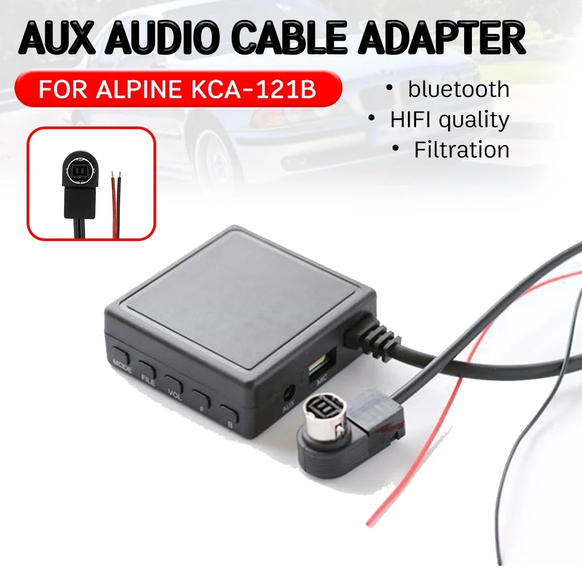 

Bluetooth Aux приемник кабель с USB, микрофон Hands-free Aux адаптер для ALPINE 9887/105/117/9855 S для альпийских фотографий