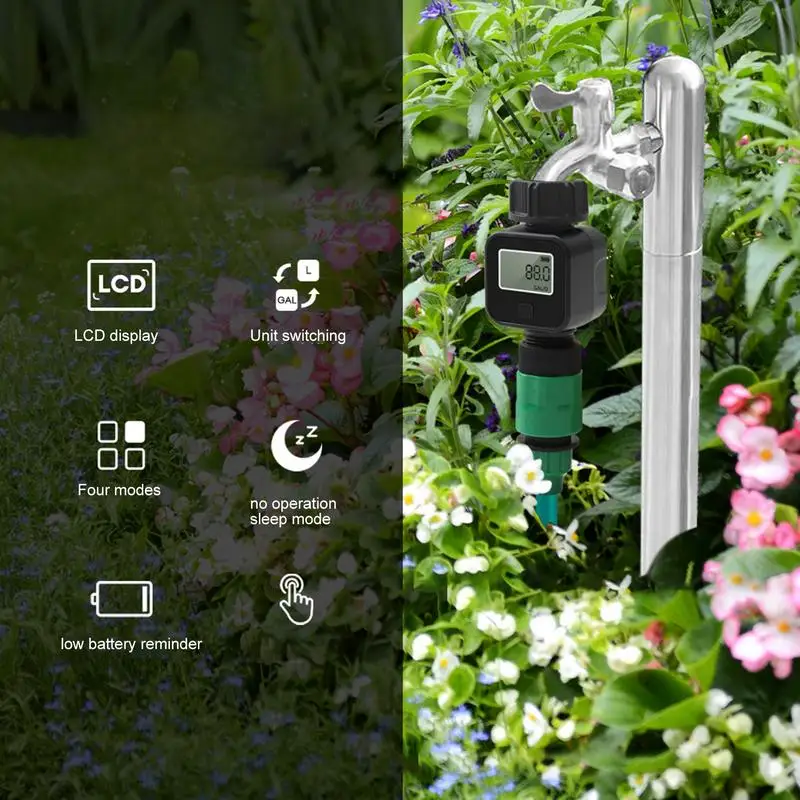 LCD 디스플레이가 있는 계량기 물 흐름 계량기, 물 흐름 계량기 트랙, 갤런/리터 소비 및 잔디 유속