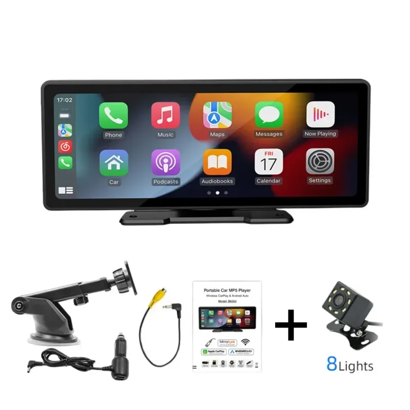 מסך רכב 10.26'' עם CarPlay אלחוטי Android Auto HD Screen Camera Bluetooth FM Transmitter USB TF נגן וידאו עבור רכב
