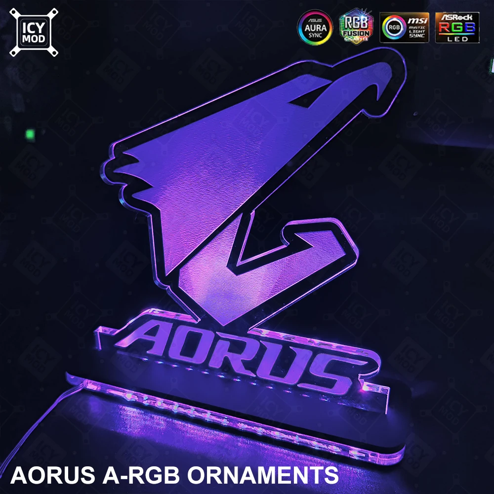 AORUS Figure Chassis Decoration PC LED Rainbow Lighting MOD Acrylic Lighting Panel 5V3Pin GIGABYTE pc cooler decoration
