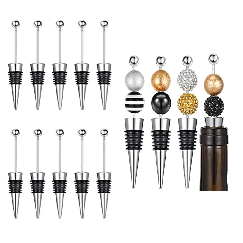 10 Pcs DIY Wine Bottle Stopper Gadget Add Bead Rhinestone Lampwork