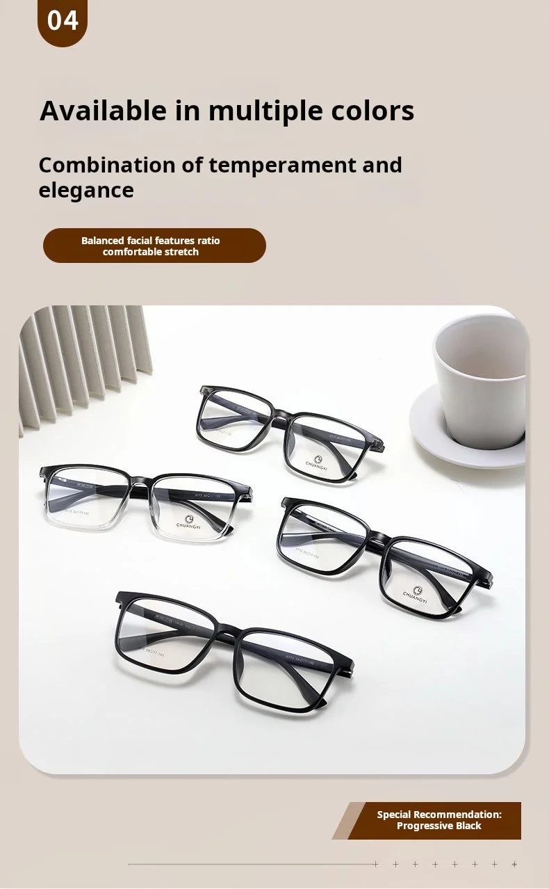YIMARUILI Neue ultraleichte, bequeme, große Herrenbrille, 155 mm, flexibler TR90-Modetrend, quadratischer Brillenrahmen Y9773C – Detail 6