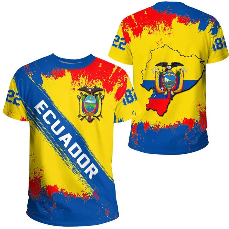Hip Hop T Shirts Men Women Ecuador Flag Casual Tee Shirt Ecuadorian National Emblem 3D Printed Breathable Short Sleeve Gym Tops_voghion.com