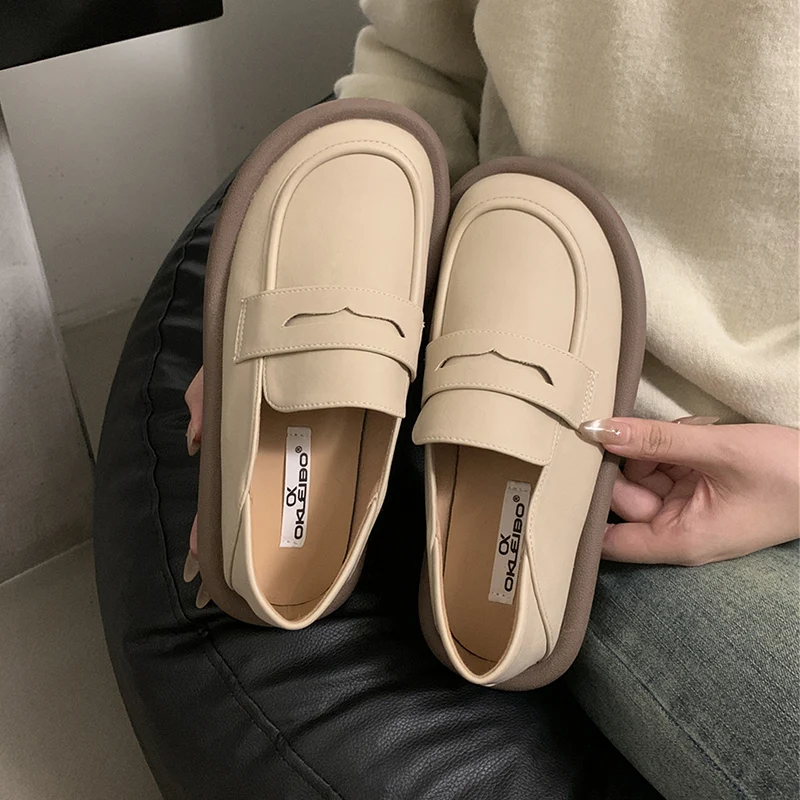 Sneakers Women Shoes Leather Loafers Shoes For Women Comfortable Slip On Shoes Hand Sewing Thread Mom Shoes Zapatillas De Mujer