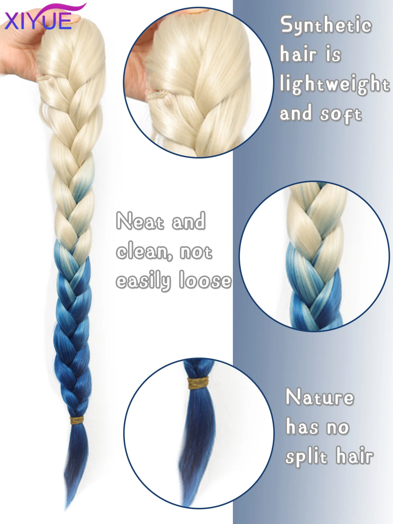 Synthetic Long Drawstring Gradient Ponytail Ponytail Hair Extensions Heat Resistant Pony Tail Hair piece For Women Daily Party