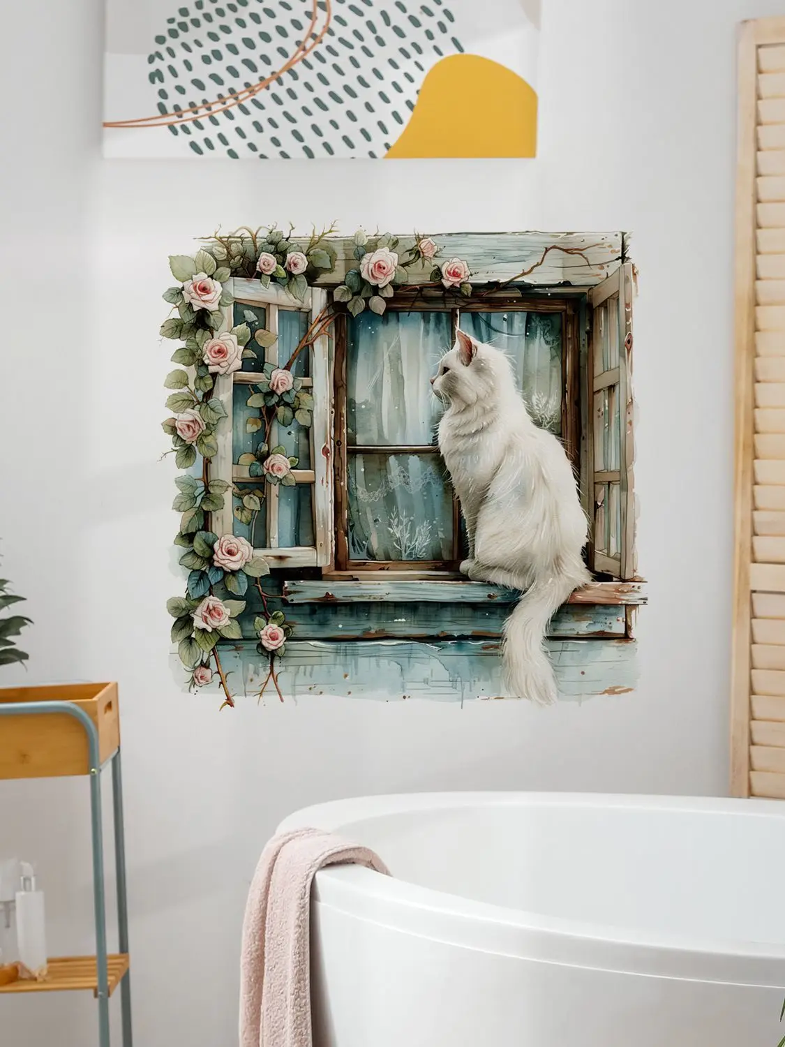 Wall Sticker Kids Room Background Home Decoration Mural Living Room Wallpaper Funny Decal Domestic Cats And Flowers D86