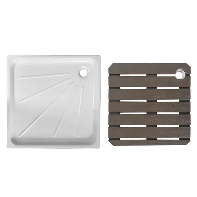 Piatto Doccia Per Camper 68x68x10cm - In ABS Bianco Con Scarico, Per Roulotte E Esterni