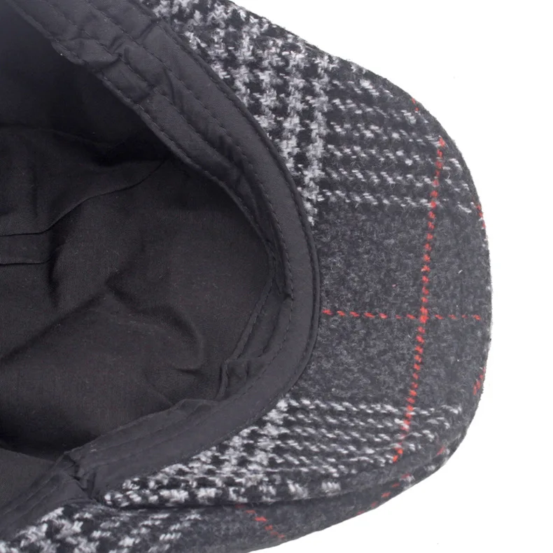 Mode Hut Herbst Winter Wolle Baskenmütze männer Britischen Vintage Front Kappe Plaid Kappe Mode Lässig Hut Newsboy Alte Kühle warme Party – Detail 18