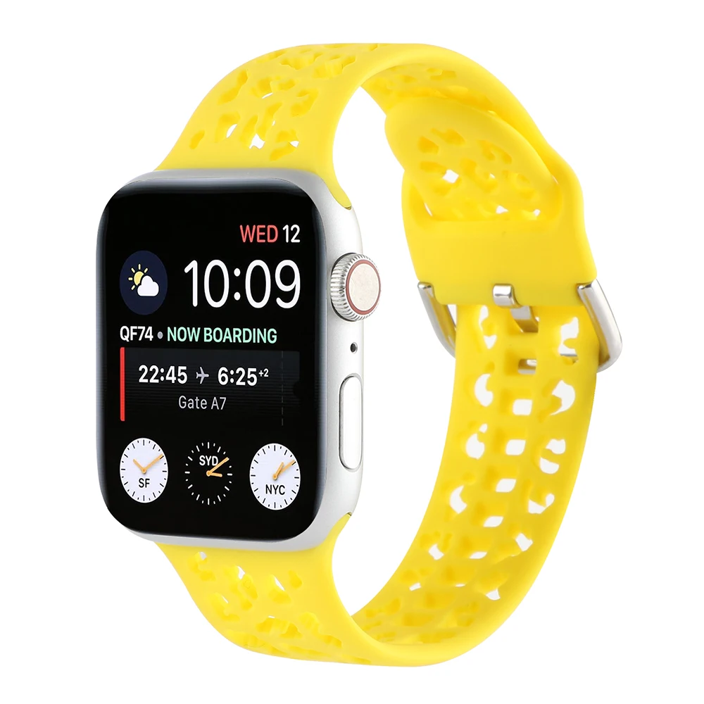 Silicone Watchband For Apple Watch Series 45/44/41/40/38/42Mm Women Slim Strap Replacement Band For Iwatch Series 7 6 5 4 3 2 Se