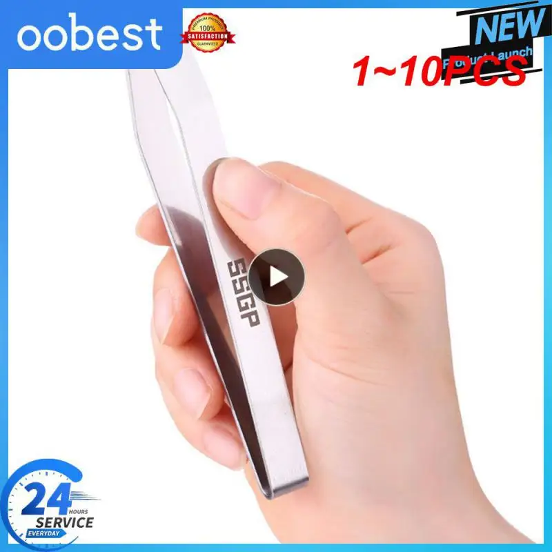 Pinzas planas y inciladas de acero inoxidable, herramienta para quitar huesos de pescado (4,6 인치), 1  10PCs