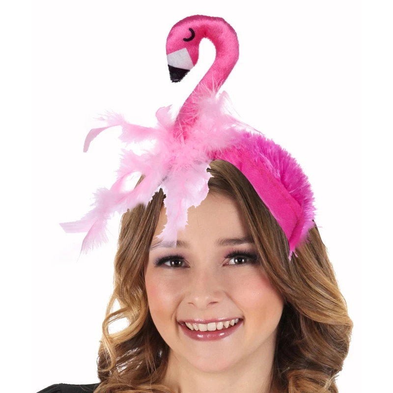 

Unisex Cartoon Headband Stuffed Flamingo Shaped Hair Hoop Plush Party Headpiece Hair Band Party Cosplay Costume Props