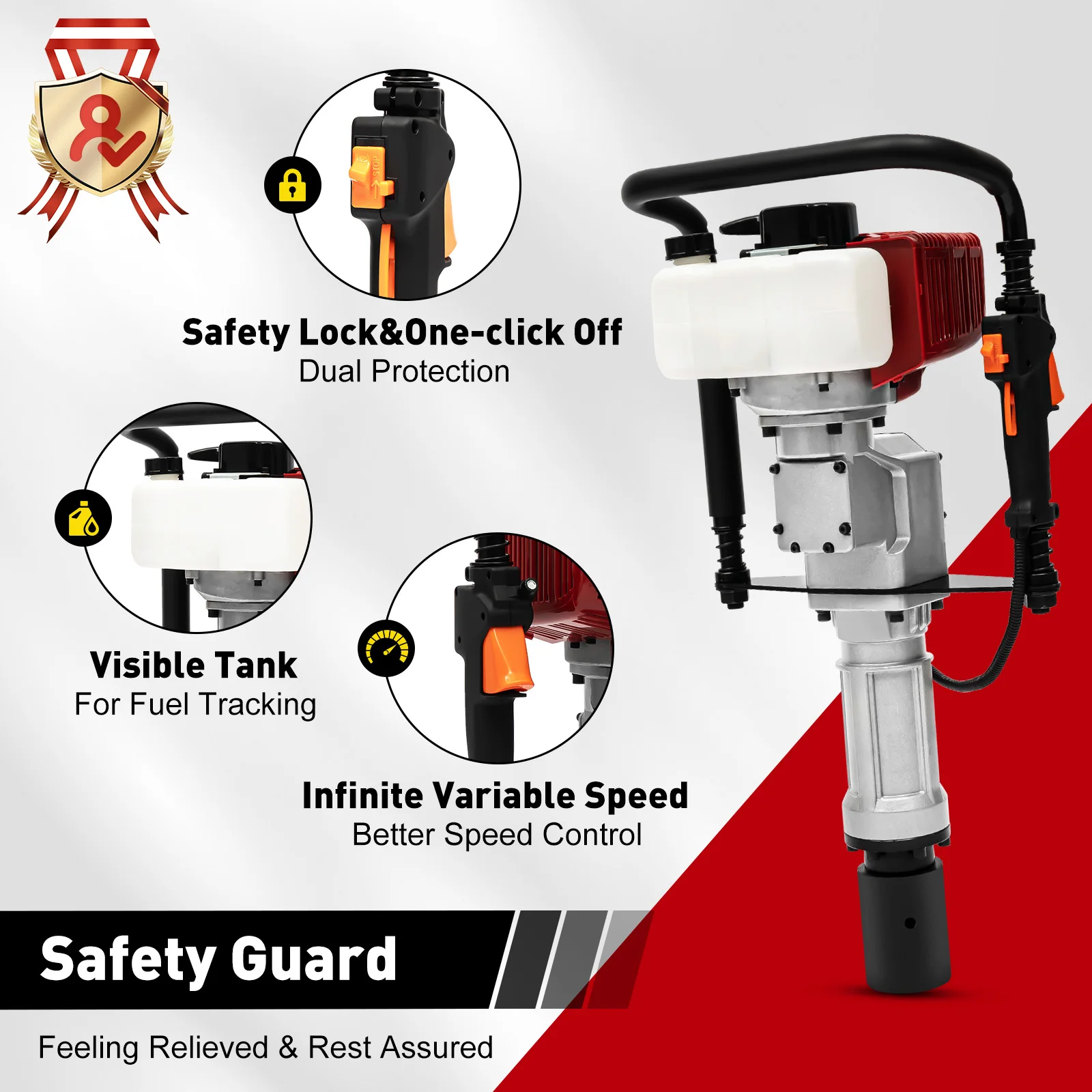 52cc 2 Stroke Gas Powered T Post Driver Piledriver with Vibration Absorbing Springs Petrol Engine Fence Farm Push Pile Excavator 2
