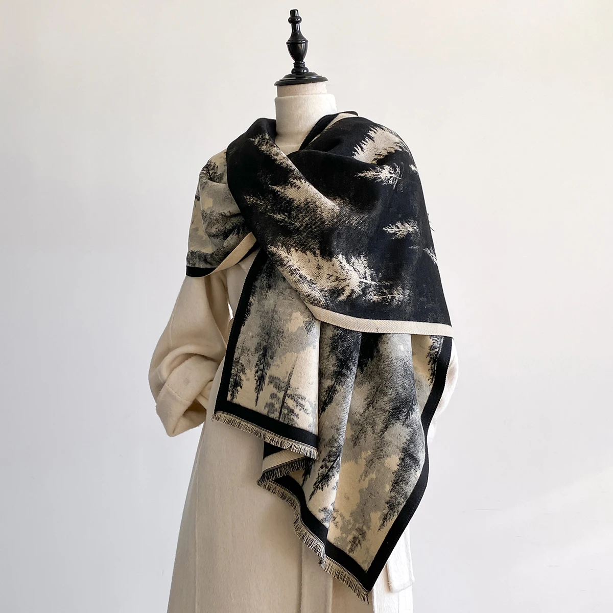 2025 New Luxury Design Winter Two-Sided Cashmere Print Scarves High Quality Women Thicken Wrap Shawl Ladies Brand Pashmina Scarf